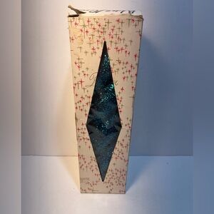 Paragon Blue Green Glitter Rope Pillar Candle 12" Box Victrylite WI VTG 1950s